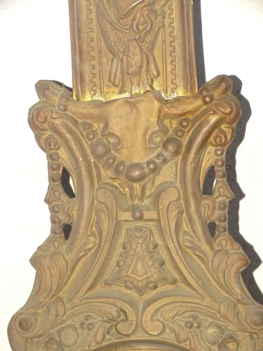 -ANCIEN BALANCIER POUR HORLOGE PENDULE COMTOISE EN LAITON REPOUSSE JUS GRENIER D