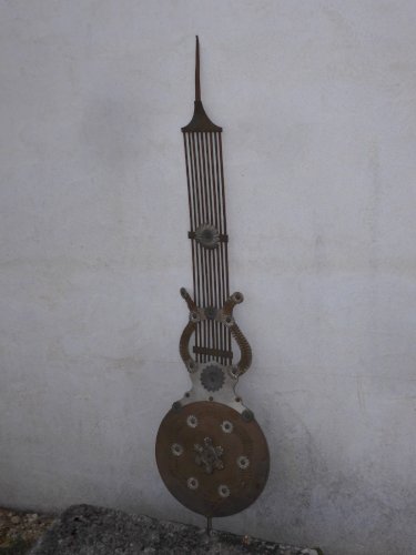 -ANCIEN BALANCIER POUR MOUVEMENT HORLOGE PENDULE COMTOISE ANCIENNE  DECO   D