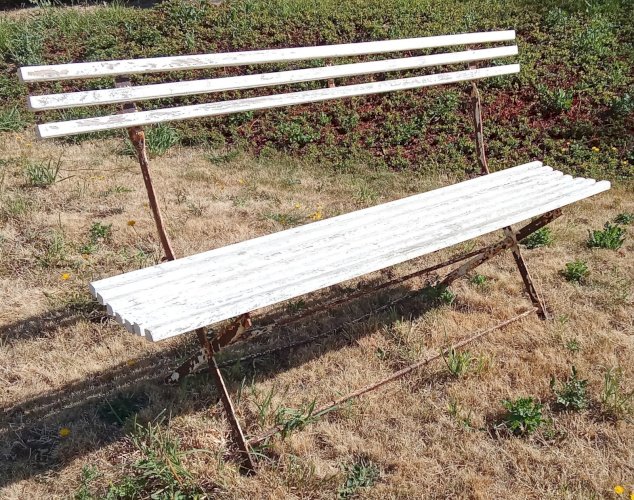 Ancien Banc Jardin Pliant Lattes Bois extérieur Mobilier jardin ancien