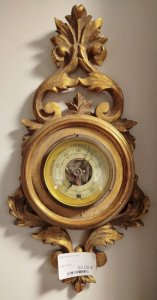 Antique Wooden Wall Barometer Gold HUGER Germany Measuring Instrument 6MAG 04/01