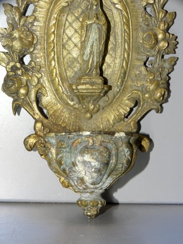 -ANCIEN BENITIER MURAL REGULE VIERGE MARIE COLLECTION RELIGION JESUS   D