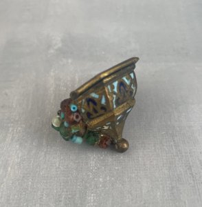 Old paten lower part cloisonné enamel brass transformed into a pillbox.