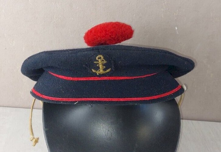 Béret marin rayé à pompon rouge pour adulte - bachi 55/57 cm