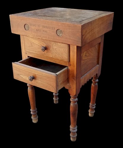 Ancien Billot De Volailler Meuble De Métier Guyon a Voulaines Cote d'or
