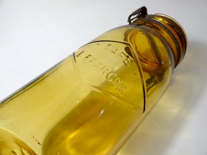 ancien bocal ambre pour bistrot épicerie vintage - café de l'épargne -