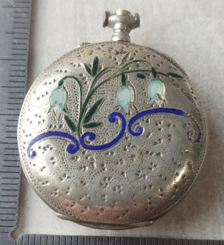 Ancien boîtier pour montre gousset, en argent ^