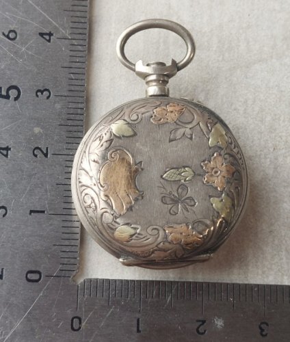 Ancien boîtier pour montre gousset, en argent ^