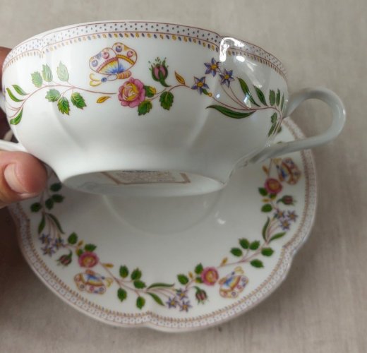 Ancien bol à soupe + sous bol, en porcelaine de Paris Limoges, Locré décor Ségur