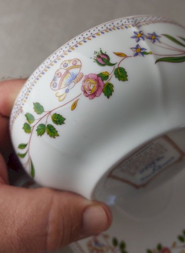 Ancien bol à soupe + sous bol, en porcelaine de Paris Limoges, Locré décor Ségur