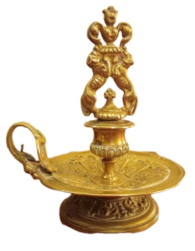 Ancien bougeoir à main De Table De Chambre Bronze 19 Ème Siècle Old candlestick