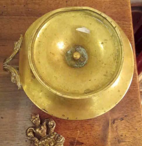 Ancien bougeoir à main De Table De Chambre Bronze 19 Ème Siècle Old candlestick