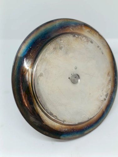 ancien bougeoir de table en metal argente en bon etat à nettoyer