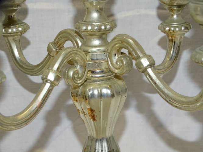 -ANCIEN BOUGEOIR DECO CENTRE DE TABLE REGULE ARGENTE  XXe collection Vitrine   D