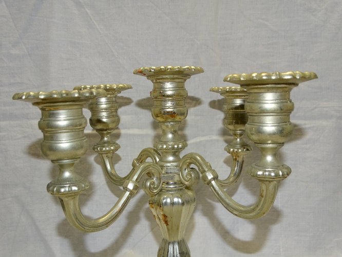 -ANCIEN BOUGEOIR DECO CENTRE DE TABLE REGULE ARGENTE  XXe collection Vitrine   D