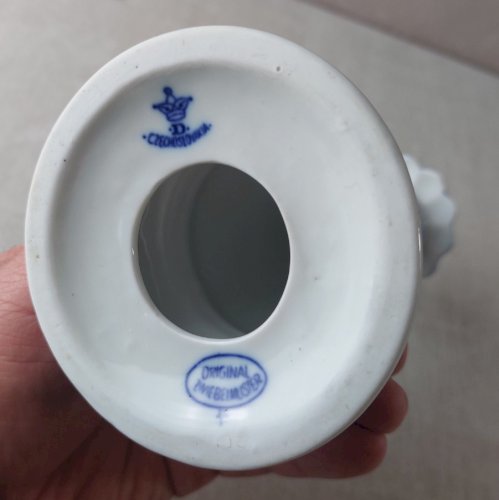 Ancien bougeoir, décor Blue Onion / en porcelaine de Tchécoslovaquie / Czech