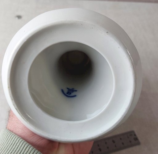 Ancien bougeoir, décor Blue Onion / en porcelaine de Tchécoslovaquie / Czech