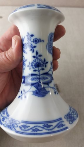 Ancien bougeoir, décor Blue Onion / en porcelaine de Tchécoslovaquie / Czech