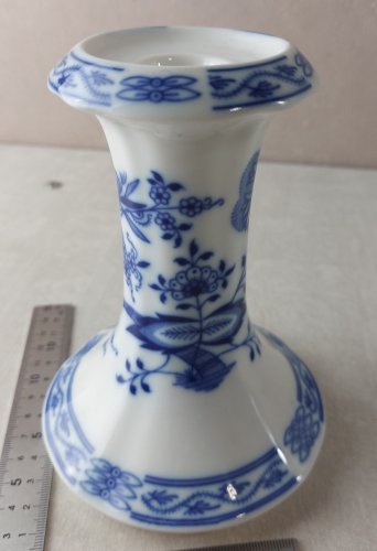 Ancien bougeoir, décor Blue Onion / en porcelaine de Tchécoslovaquie / Czech
