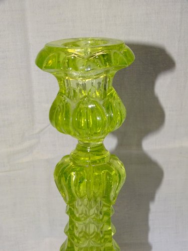 -ANCIEN BOUGEOIR en VERRE OURALINE TABLE de FETES COLLECTION VITRINE BOUGIE   D