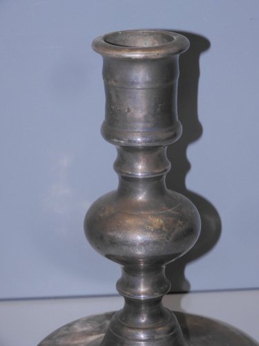 -ANCIEN BOUGEOIR HAUTE EPOQUE 17eme PATINE Argentée Ancienne collection Bougie D