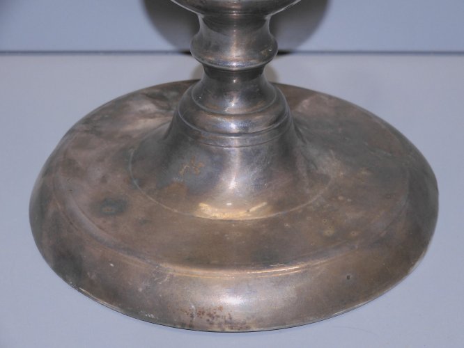 -ANCIEN BOUGEOIR HAUTE EPOQUE 17eme PATINE Argentée Ancienne collection Bougie D