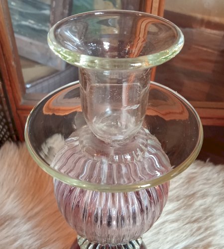 Ancien Bougeoir verre Soufflé Old Candle Stick