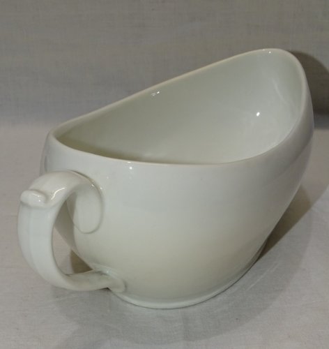 -ANCIEN BOURDALOUE CERAMIQUE BLANCHE XIXe POT de CHAMBRE FEMININ ovale à MAIN  D