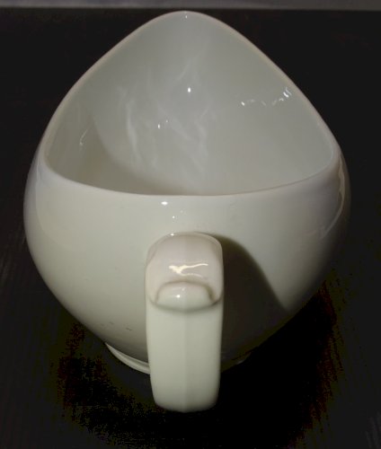 -ANCIEN BOURDALOUE CERAMIQUE BLANCHE XIXe POT de CHAMBRE FEMININ ovale à MAIN  D