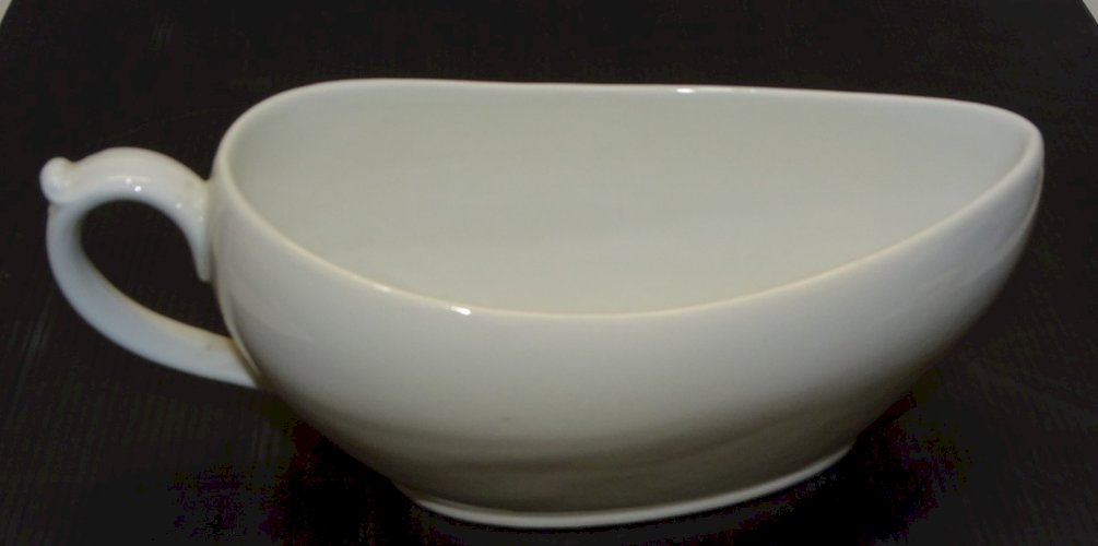 -ANCIEN BOURDALOUE CERAMIQUE BLANCHE XIXe POT de CHAMBRE FEMININ ovale à MAIN  D