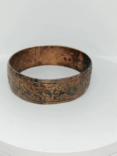 ancien bracelet en metal argenté decor floral en etat correct