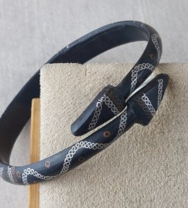 Old ethnic / Tuareg bracelet, snake / arrow design, made of wood