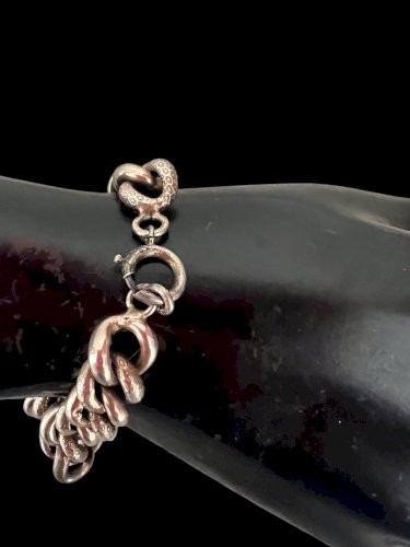 Ancien Bracelet Gourmette Fin 19E Début Xxe Siècle Argent Vermeil Unisexe
