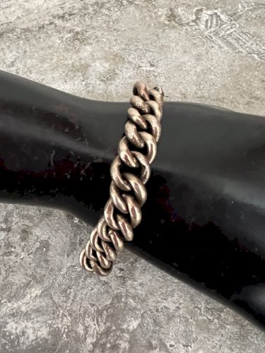 Ancien Bracelet Gourmette Fin 19E Début Xxe Siècle Argent Vermeil Unisexe