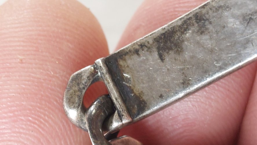 Ancien bracelet / gourmette, Nadine, en argent massif, vintage ^