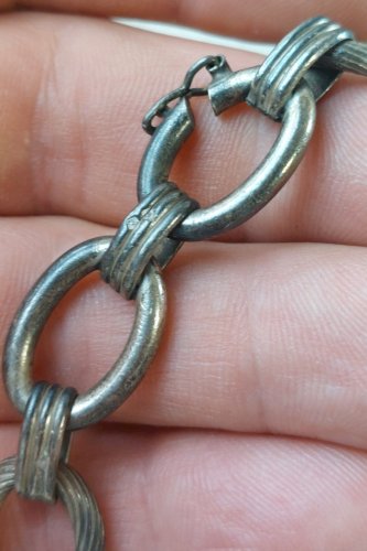 Ancien bracelet, grosse maille, en argent, vintage