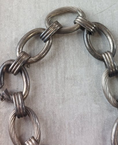 Ancien bracelet, grosse maille, en argent, vintage