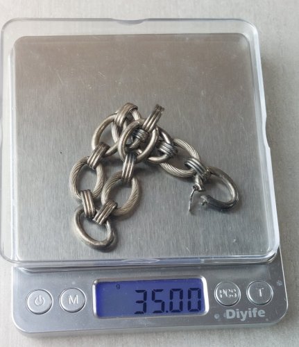 Ancien bracelet, grosse maille, en argent, vintage