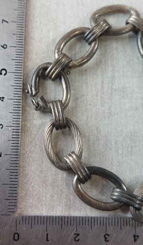 Ancien bracelet, grosse maille, en argent, vintage