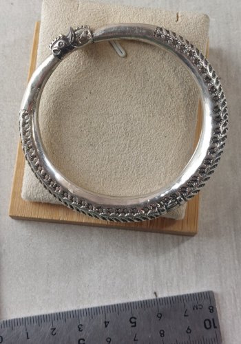 Ancien bracelet indien, fermoir tête d'éléphant, en argent