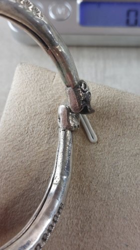 Ancien bracelet indien, fermoir tête d'éléphant, en argent