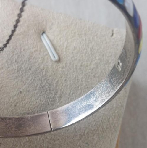 Ancien bracelet jonc, en argent émaillé, Thailand Sterling, vintage ^