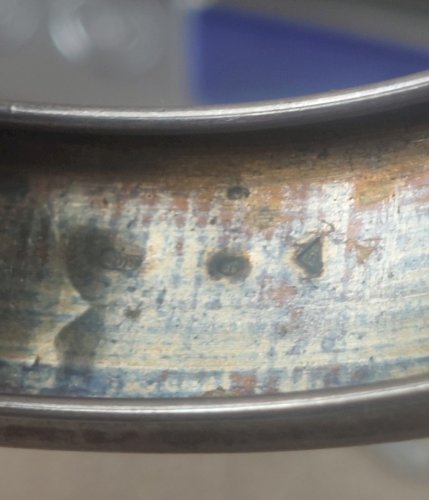 Ancien bracelet jonc / manchette, décor gravé, en argent 800, vintage
