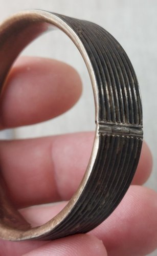 Ancien bracelet jonc / manchette, en argent, vintage