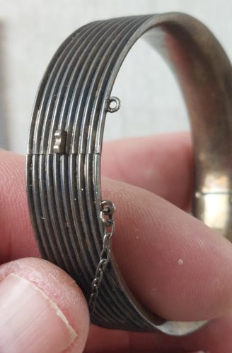 Ancien bracelet jonc / manchette, en argent, vintage