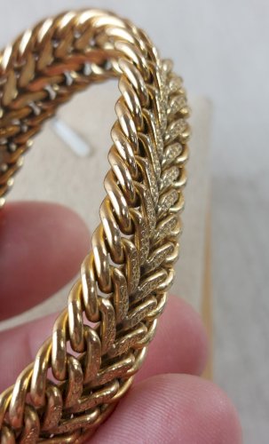 Ancien bracelet maille américaine, en plaqué or, EZ ZRG