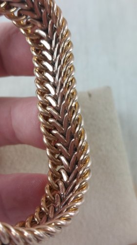 Ancien bracelet maille double, en plaqué or, EZ Made in France