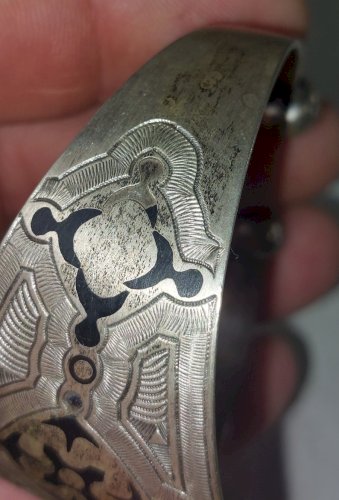 Ancien bracelet manchette, ethnique / Touareg, en argent