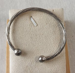 Antique cuff bracelet / rigid, in solid silver.