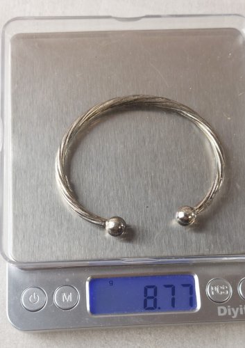 Ancien bracelet manchette / rigide, en argent massif