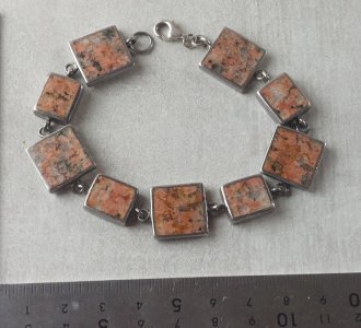 Vintage bracelet, orange stones and sterling silver